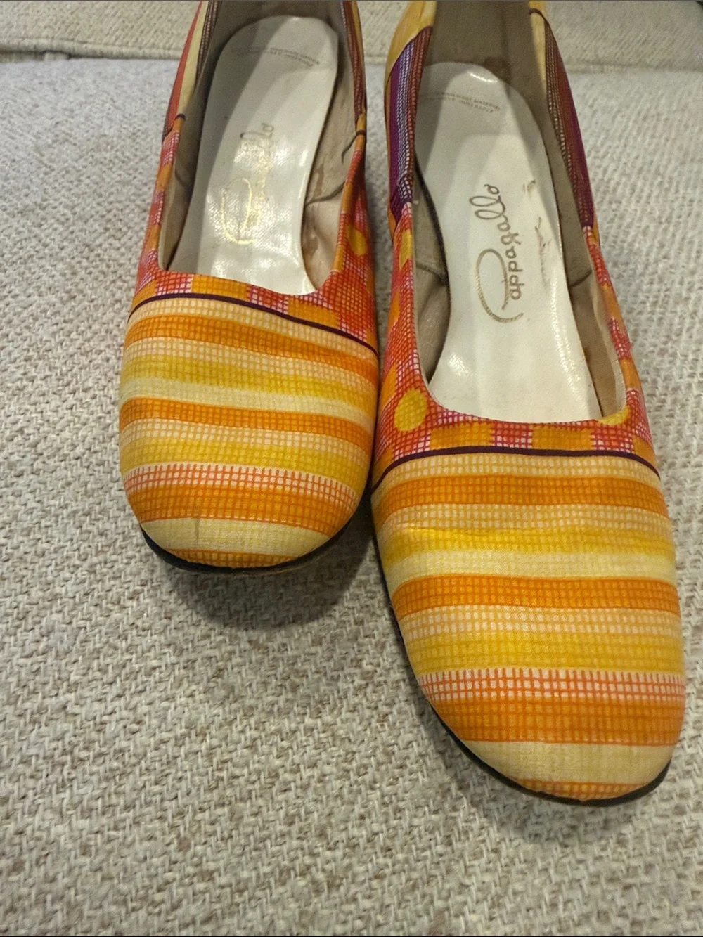 Vintage Pappagallo Orange Yellow Pump Block Heel Approx 8.5–9 (please use meas.)